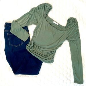 LUSH Ruched Sleeve Top